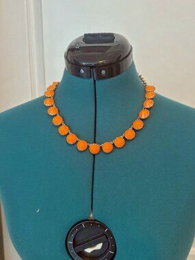 J. Crew Gold Tone Chain Link Prong Faceted Statement Collar Adjustable Necklace